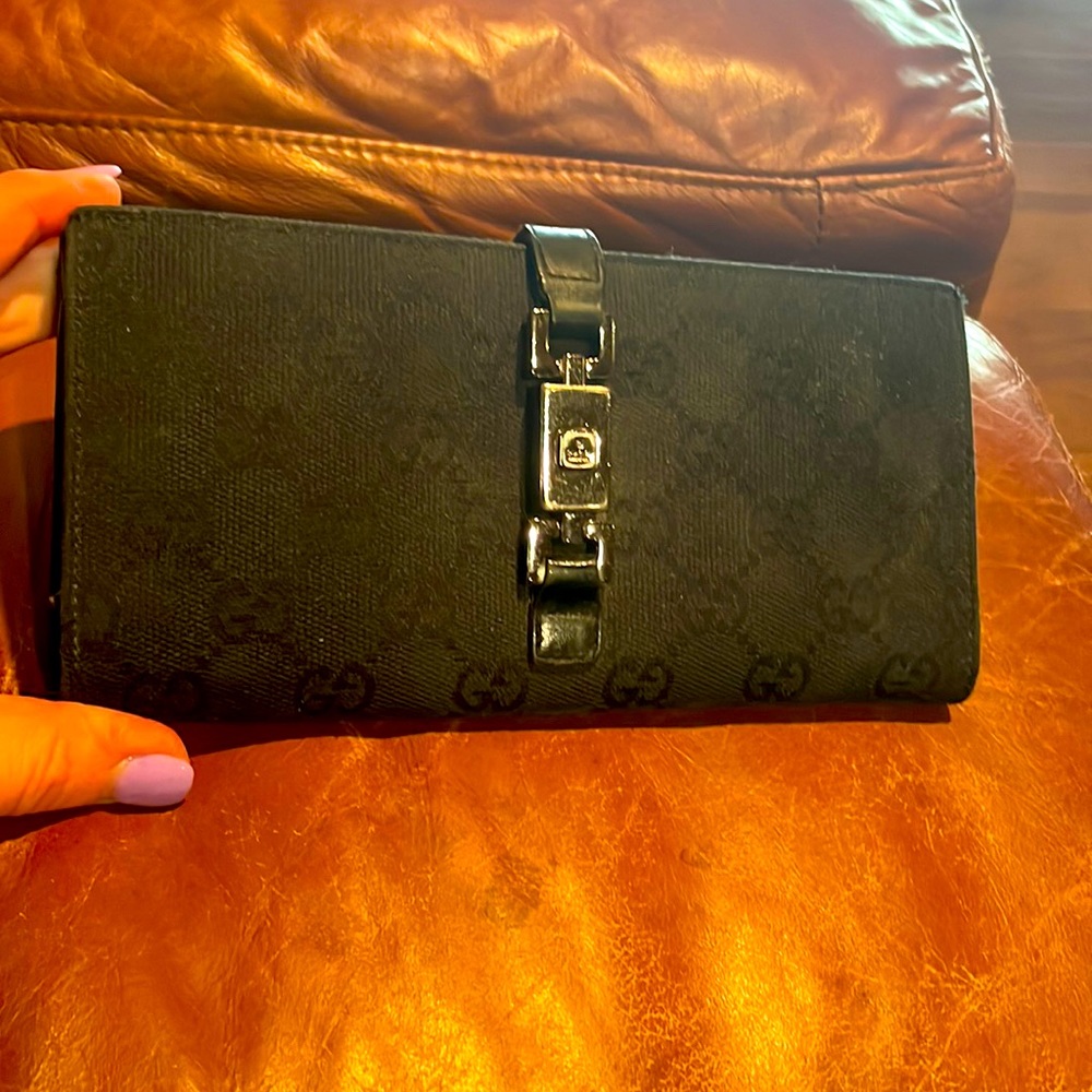 🌞Vintage Gucci wallet! Canvas & leather 🖤🖤 - Picture 1 of 8